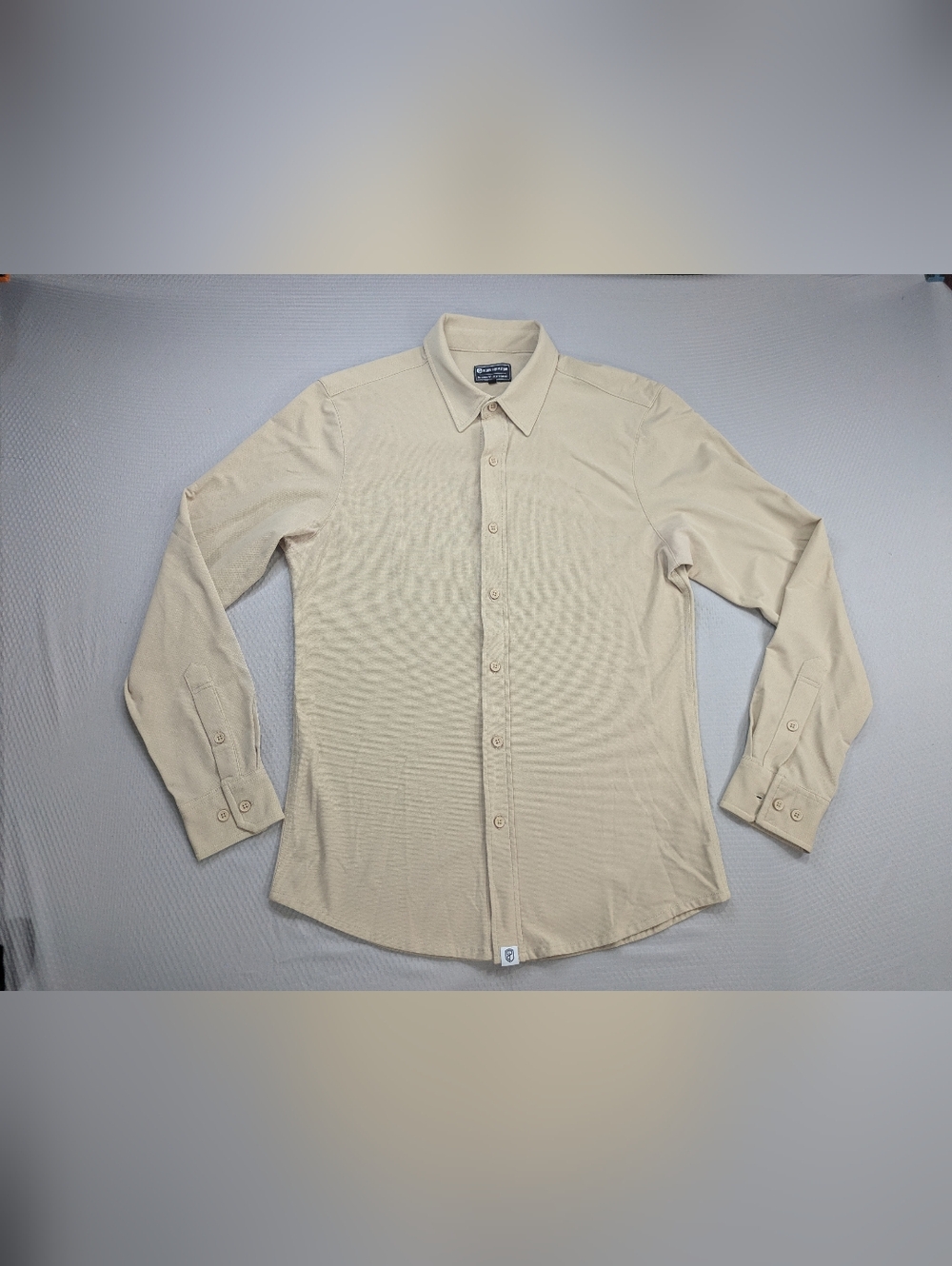 Born Primitive Shirt Mens M Beige Almond Performance Network Stretch Long Sleeve